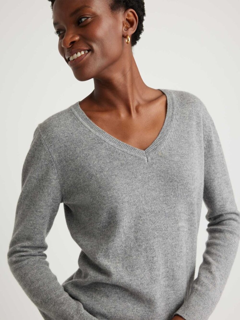 Talbots 100% Cashmere V Neck Sweater in Gray Size Large New with Tags